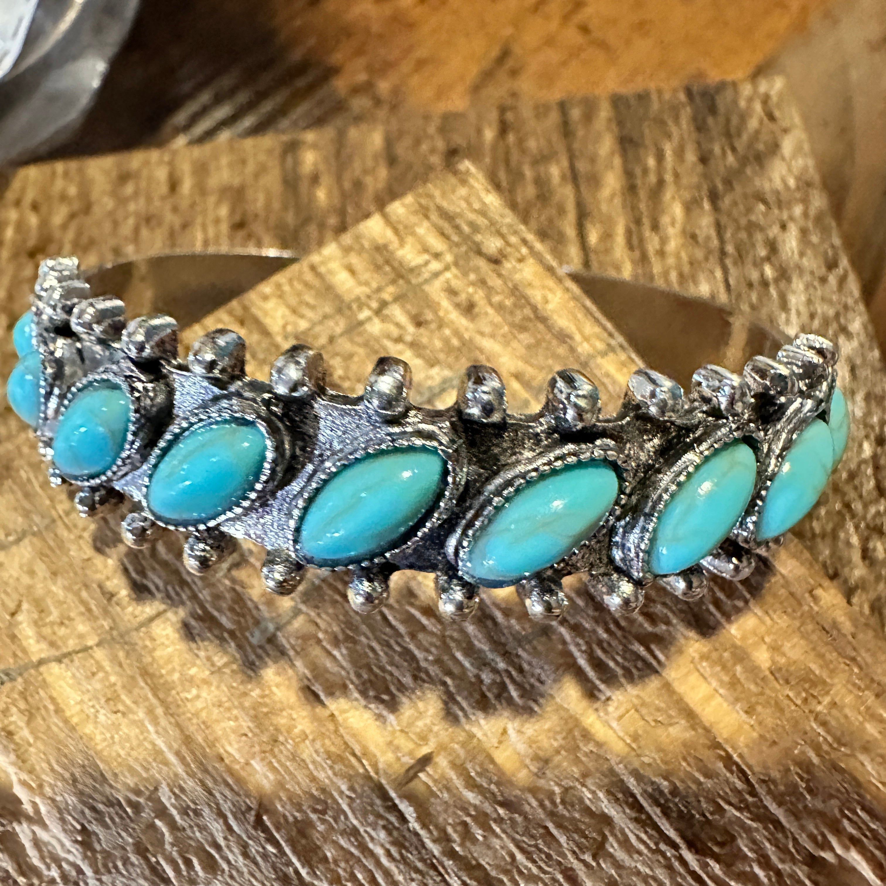 Other Boho Chic Vintage Southwestern Turquoise Open Cuff Bangle, T Size ONE SIZE - 7 Thumbnail