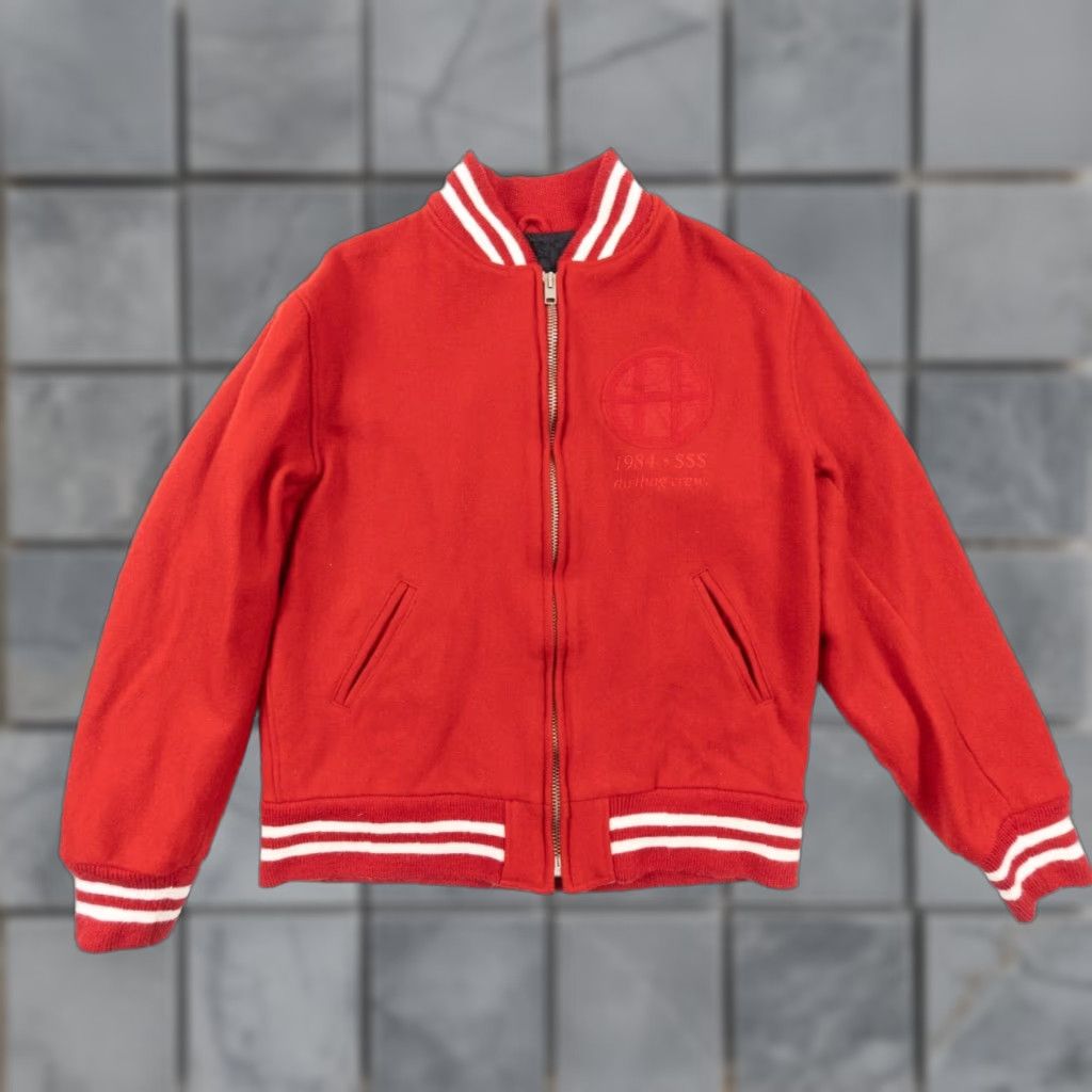 Huf HUF Mens Jacket XL Red Wool Varsity Bomber Full Zip Stand-Up Collar Modern Streetwear Decade Fashion (Adult) Size US XL / EU 56 / 4 - 1 Thumbnail