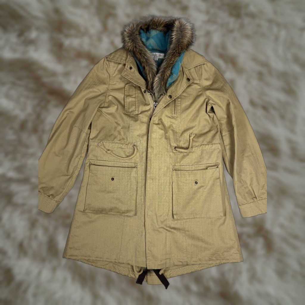 Vintage Tasha Polizzi Parka Jacket Women Tan Aztec Lining Faux Fur Trim Sz S Mid-Length Long Sleeve Zip Snap Size S / US 4 / IT 40 - 1 Thumbnail