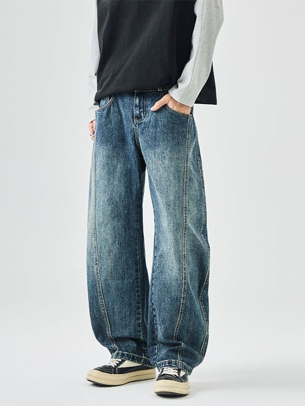 Vintage Men's Retro Heavyweight Washed Loose-fitting Jeans Size US 32 / EU 48 - 2 Thumbnail