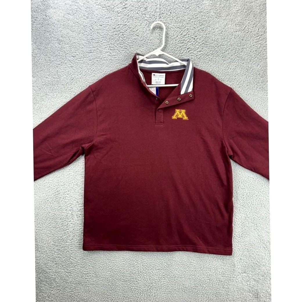 Champion VINTAGE Champion Shirt Men Large Maroon Minnesota Golden Gophers Quarter Snap Button NEW Size US L / EU 52-54 / 3 - 2 Thumbnail