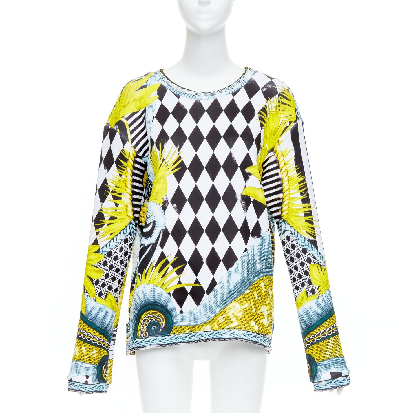 Balmain BALMAIN yellow blue checkerboard barocco neoprene pullover FR38 M Size M / US 6-8 / IT 42-44 - 1 Thumbnail