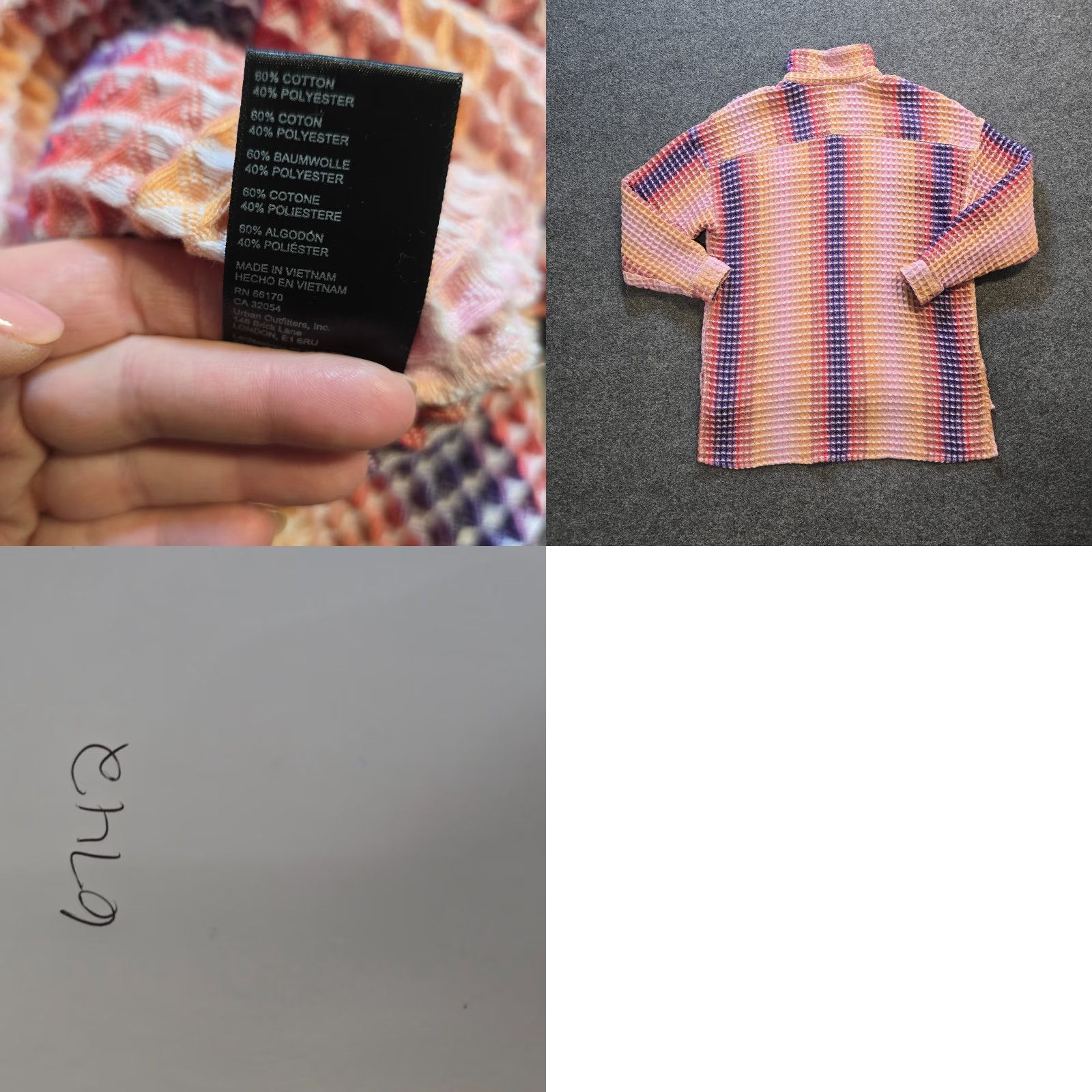 Bdg BDG Top Womens XS Pink Striped Waffle Knit Button Up Capsule Boho Casual Shirt Ladies? Size XS / US 0-2 / IT 36-38 - 8 Thumbnail