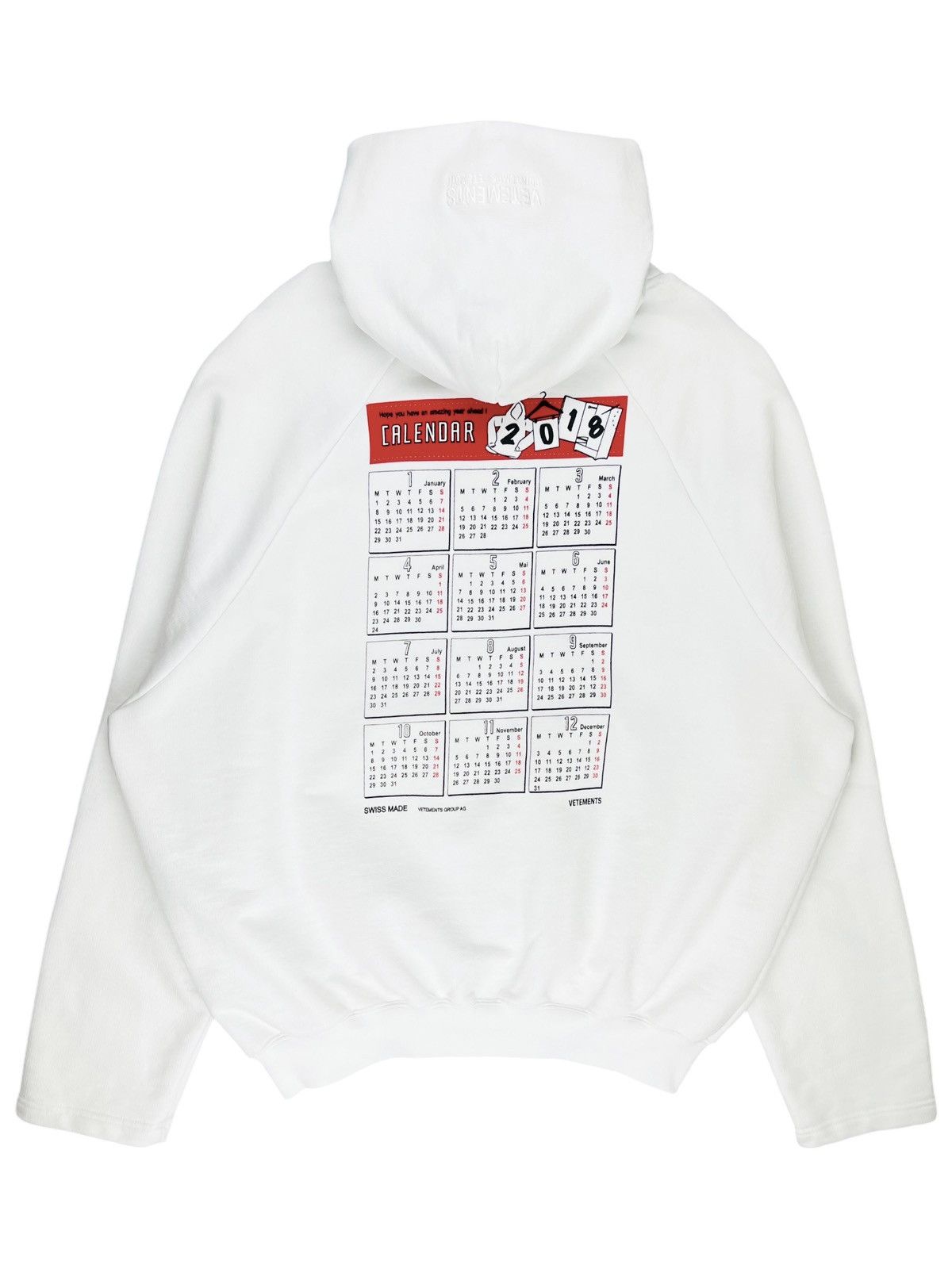 Vetements SS18 Vetements Calendar Zip Up Boxy Hoodie White Size US S / EU 44-46 / 1 - 3 Thumbnail