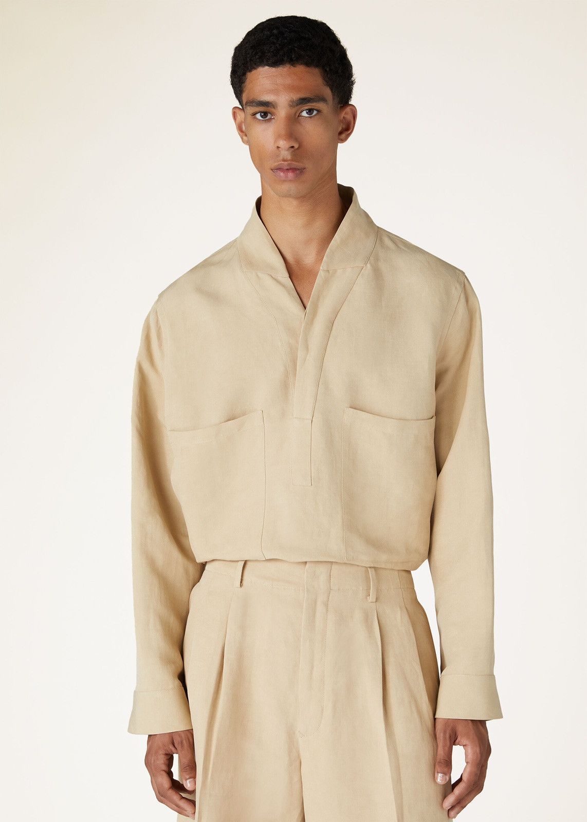 Loro Piana o1srvl11e0325 FAN6945 Biwa Silk Shirt in Beige Size US XL / EU 56 / 4 - 5 Thumbnail