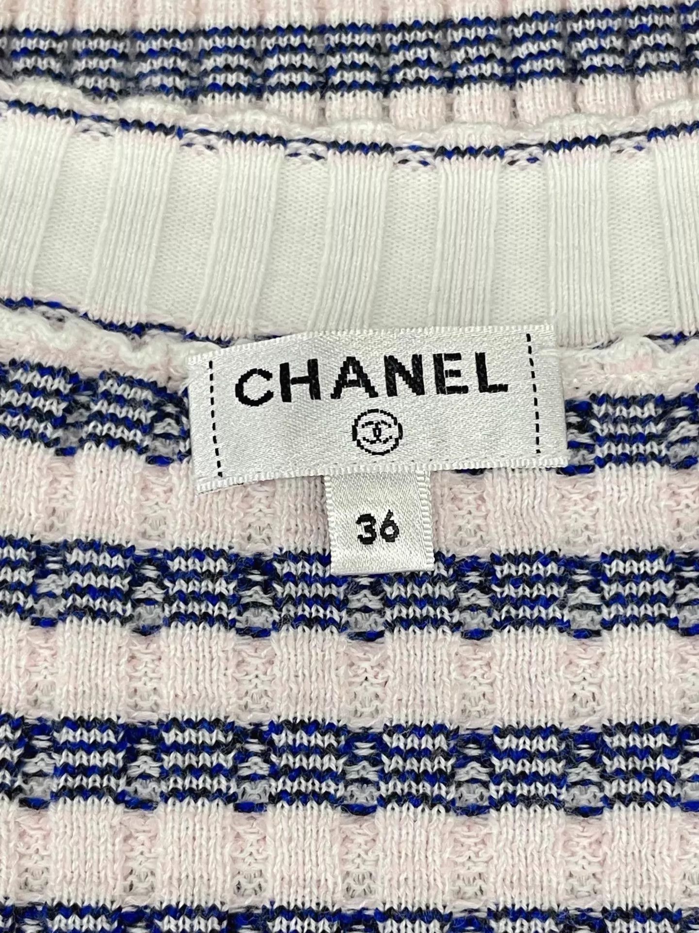 Chanel Chanel Knit Striped Short-Sleeve Top Size 36 Star Size XS / US 0-2 / IT 36-38 - 5 Thumbnail