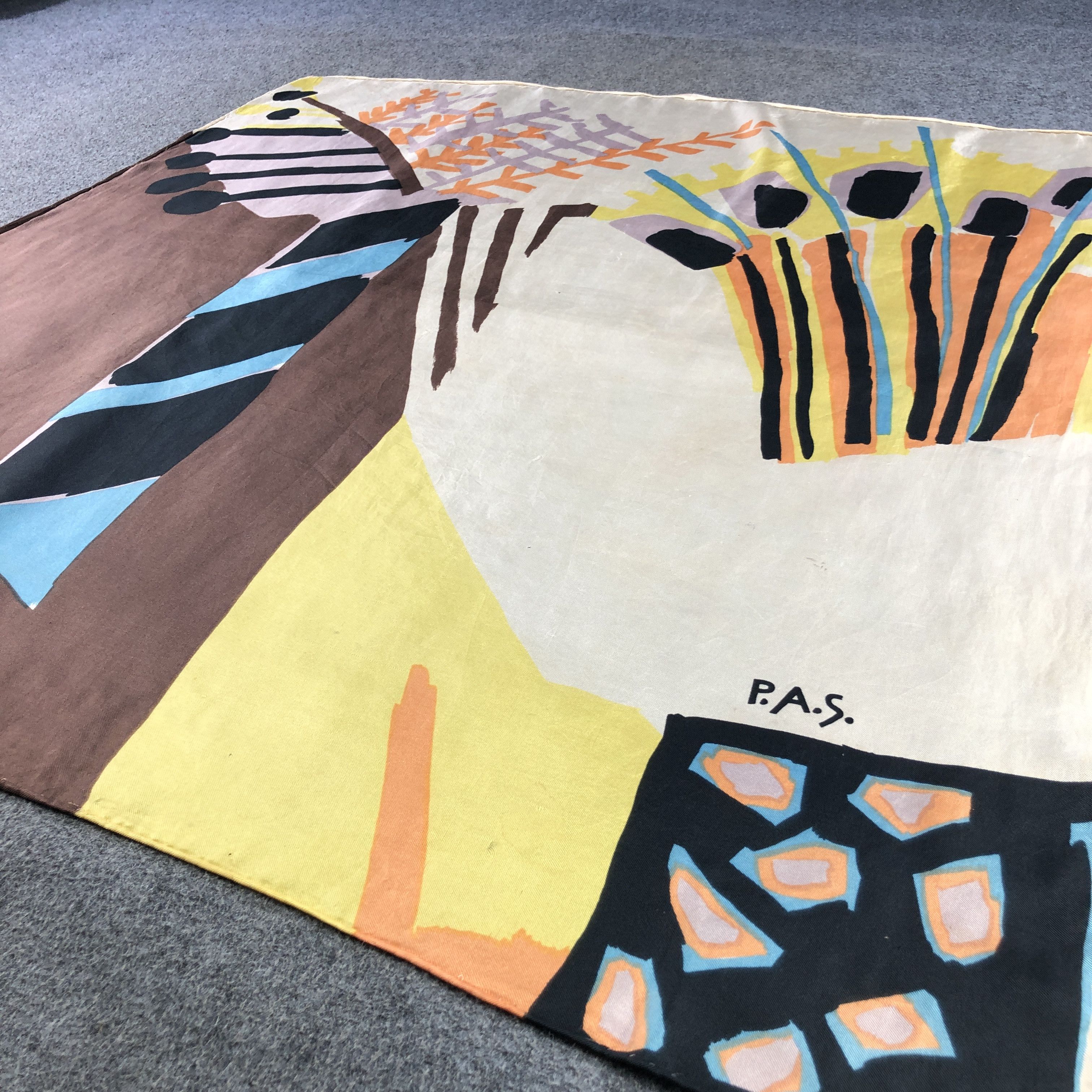 Japanese Brand P.A.S Luxury Abstract Hand Rolled Silk Scarf M1119 Size ONE SIZE - 3 Thumbnail