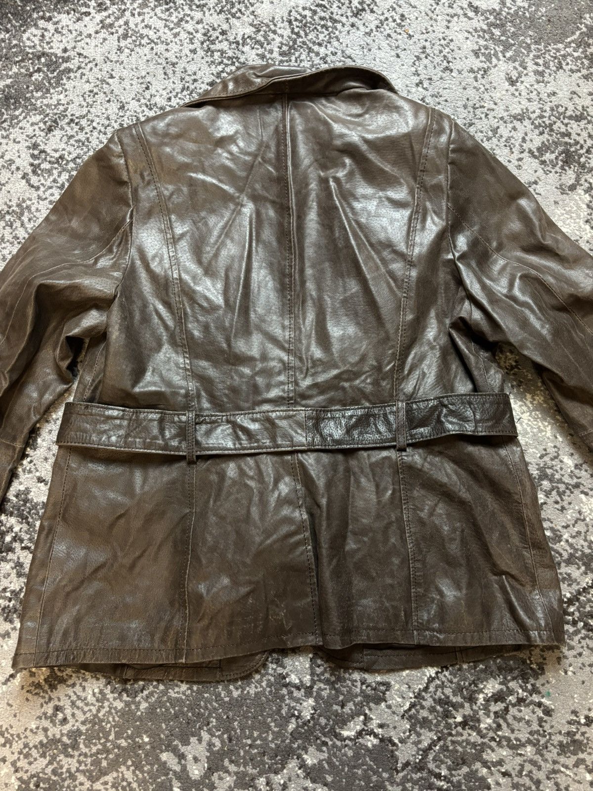 New Look × Vintage Y2K New Look Inspire Vintage Leather Brown Biker Jacket Size XXL / US 16-18 / IT 52-54 - 11 Thumbnail