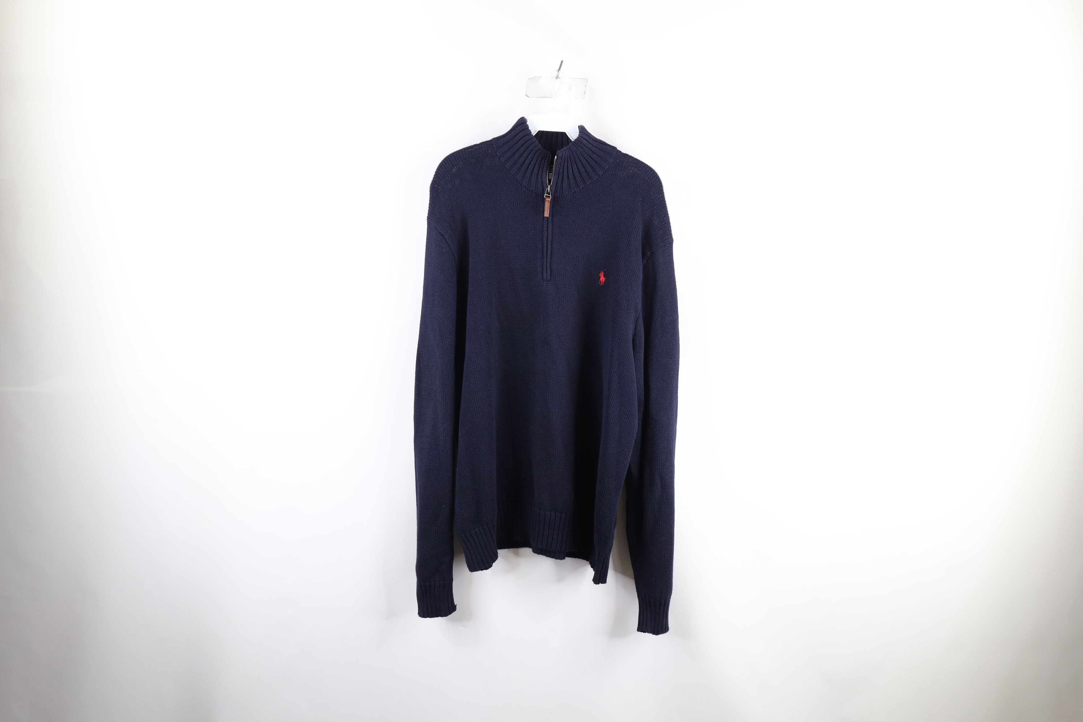 Polo Ralph Lauren Vintage 90s Ralph Lauren Ribbed Knit 1/4 Zip Sweater Size US XL / EU 56 / 4 - 1 Thumbnail