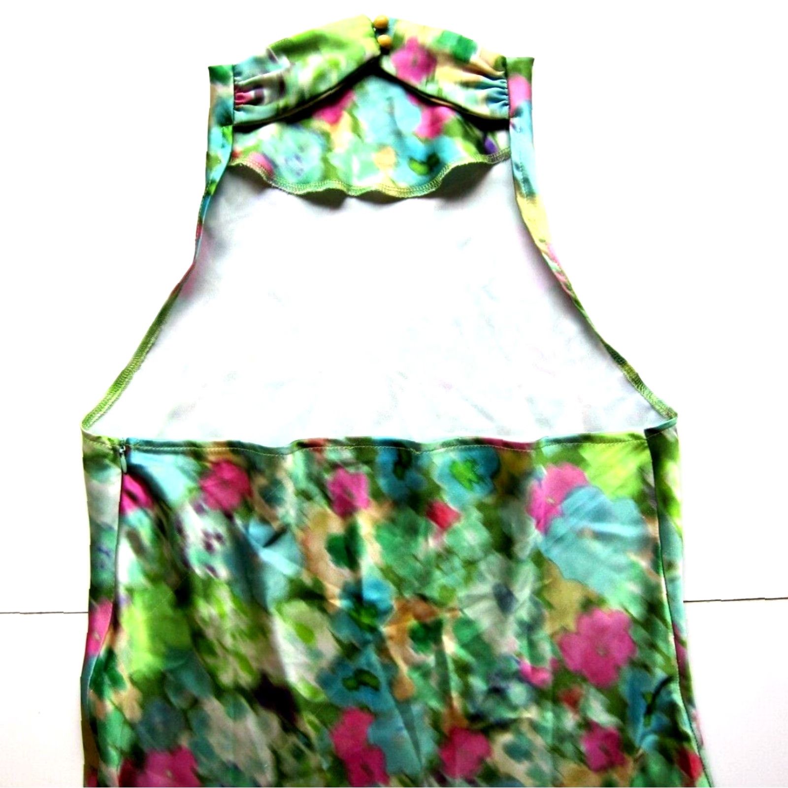 Nasty Gal Nasty Gal Collection Green Pink Floral Tie Dye High Neck Dress 10 Size L / US 10 / IT 46 - 5 Thumbnail