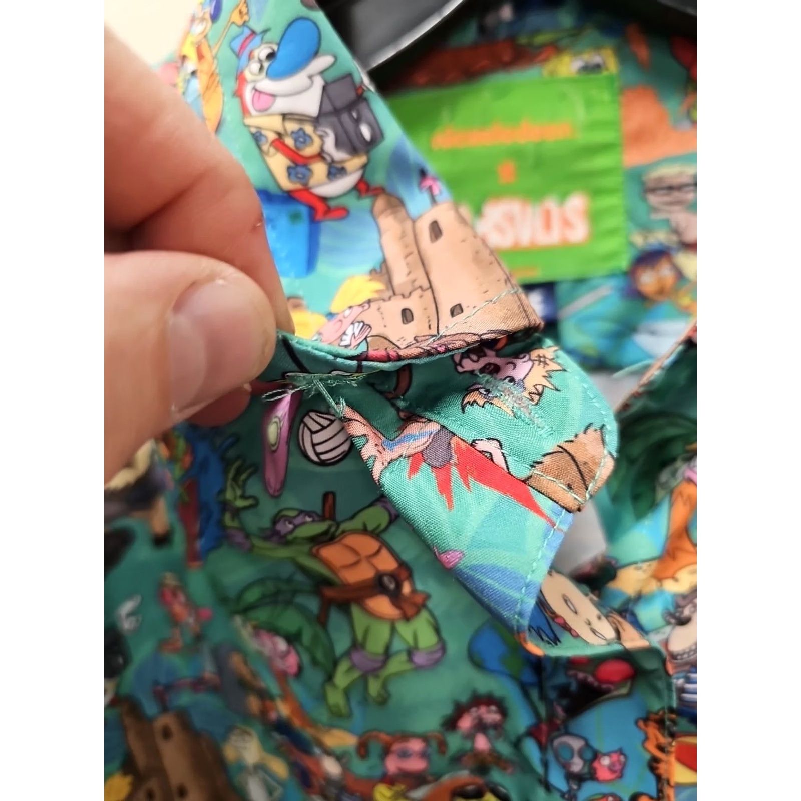 Nickelodeon RSVLTS Nickelodeon Kunuflex Button-Down Short Sleeve Shirt Mens Large Light Blue Multicolor Graphic Print 90s Cosplay Retro Size US L / EU 52-54 / 3 - 5 Thumbnail