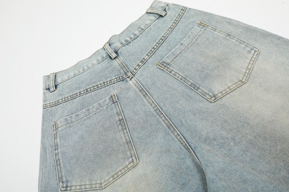 Jean Men's distressed washed ink-splashed straight denim shorts Size US 32 / EU 48 - 5 Thumbnail