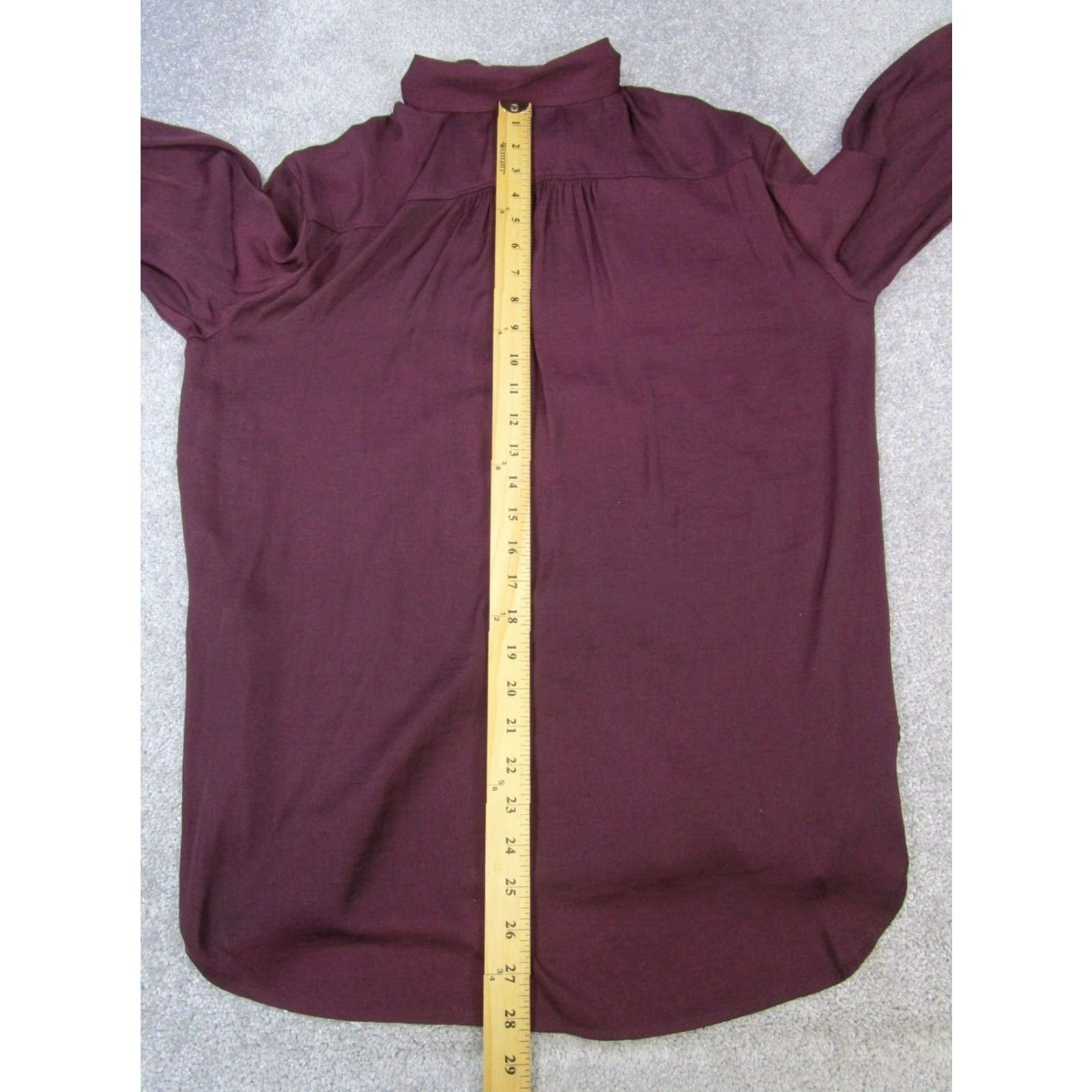 Anthropologie VINTAGE Anthropologie Shirt Womens Small Burgundy Button-Up - Collared Long Sleeve, Solid Red, Polyester, Regular Fit - Size S Mens Womens Girls Boys? Size S / US 4 / IT 40 - 7 Thumbnail