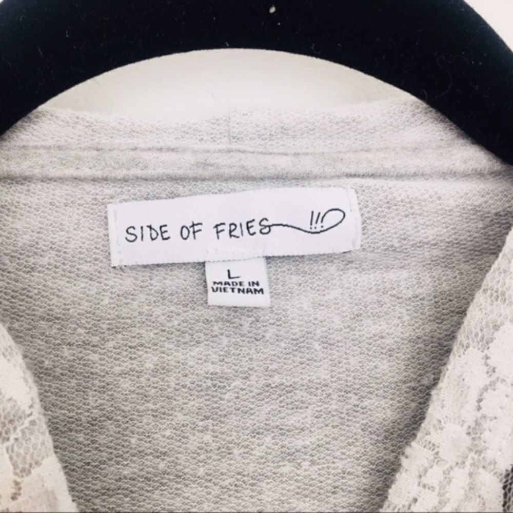 Other Side of Fries Gray Lace Trim Hoodie | Juniors L | Asymmetric Size S / US 4 / IT 40 - 3 Thumbnail