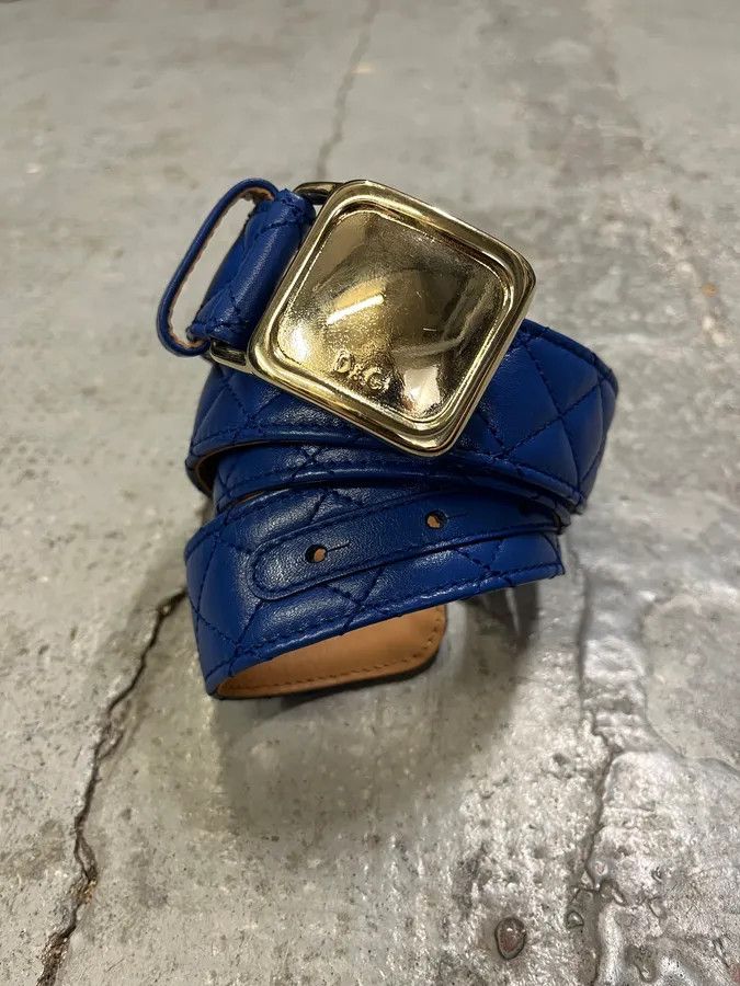 Dolce & Gabbana × Vintage 2000s Dolce & Gabbana Navy Leather Belt Size ONE SIZE - 4 Thumbnail