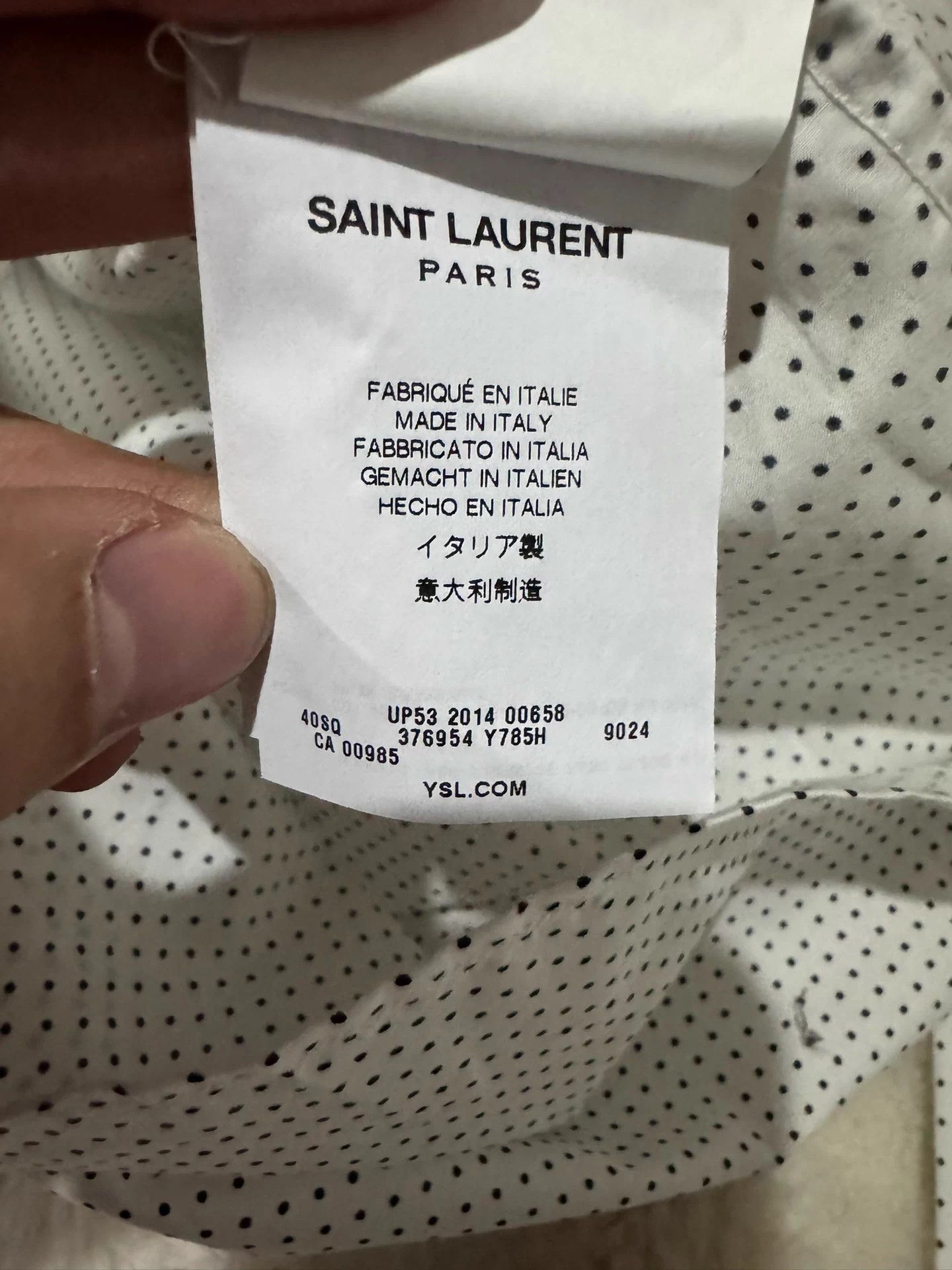Saint Laurent Paris Saint Laurent Hedi Slimane Men's White Polka Dot Shirt 39 Size US XXS / EU 40 - 3 Thumbnail