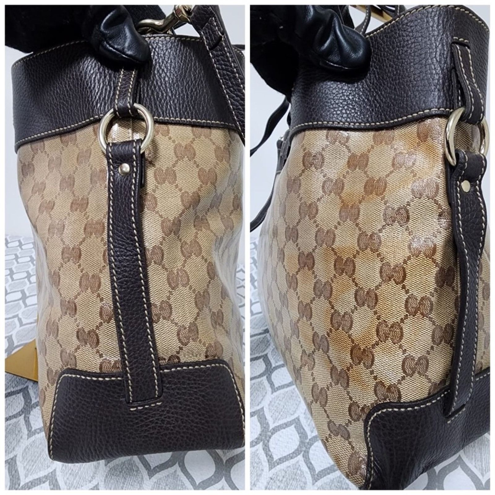 Gucci Authentic Gucci GG Canvas/Leather Belt Tote Bag Brown/Beige Size ONE SIZE - 12 Thumbnail