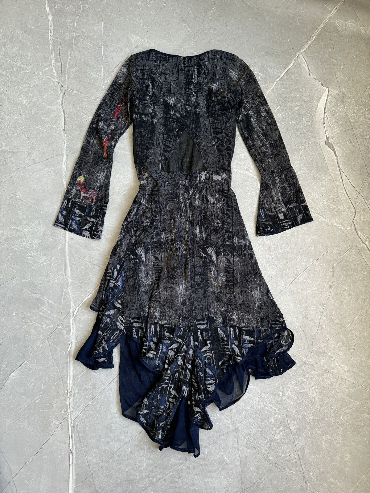 Jean Paul Gaultier Save The Queen Multicolor Mesh Flared Dress Cop Copine Vibe Size L / US 10 / IT 46 - 2 Thumbnail