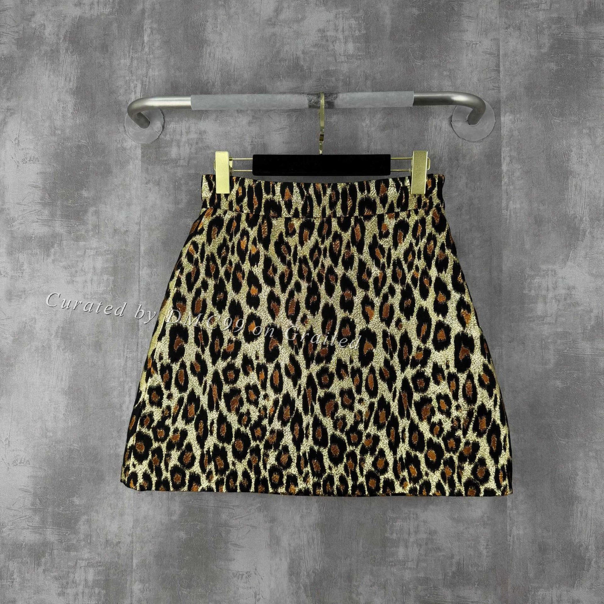 Miu Miu Miumiu Gold Thread Wool Blend Leopard Skirt Size 40" / US 18 - 1 Thumbnail