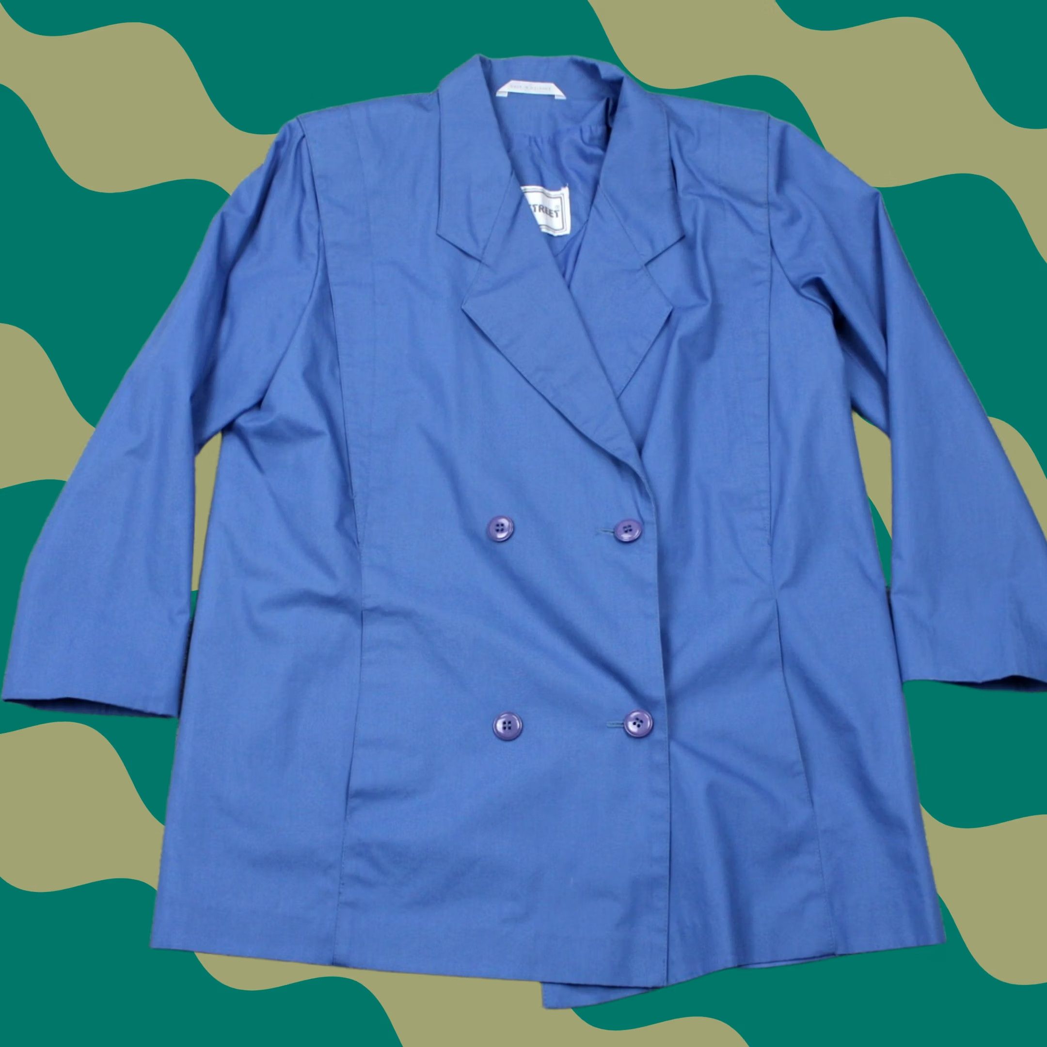 Vintage VINTAGE Fleet Street Trench Coat Womens 12 Blue Double Breasted Lined Rain Jacket Size XL / US 12-14 / IT 48-50 - 1 Thumbnail