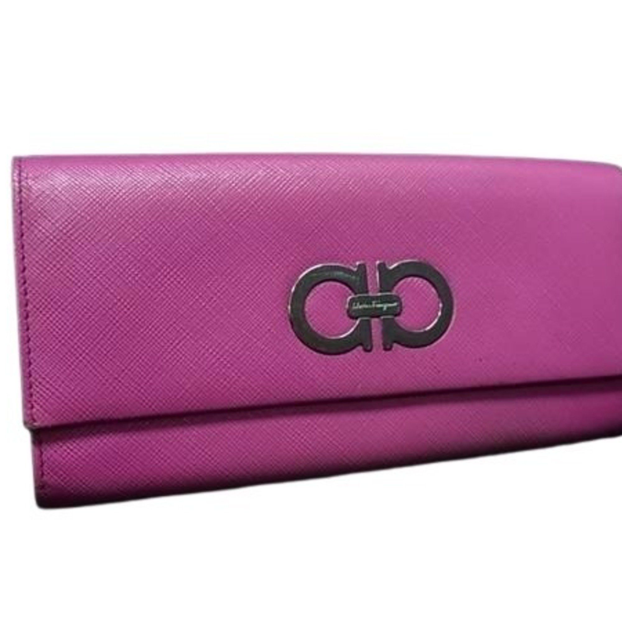 Salvatore Ferragamo Salvatore Ferragamo Double Gancini Wallet JP-22 7121 Pink Leather Women's Bifold Long Size ONE SIZE - 1 Thumbnail