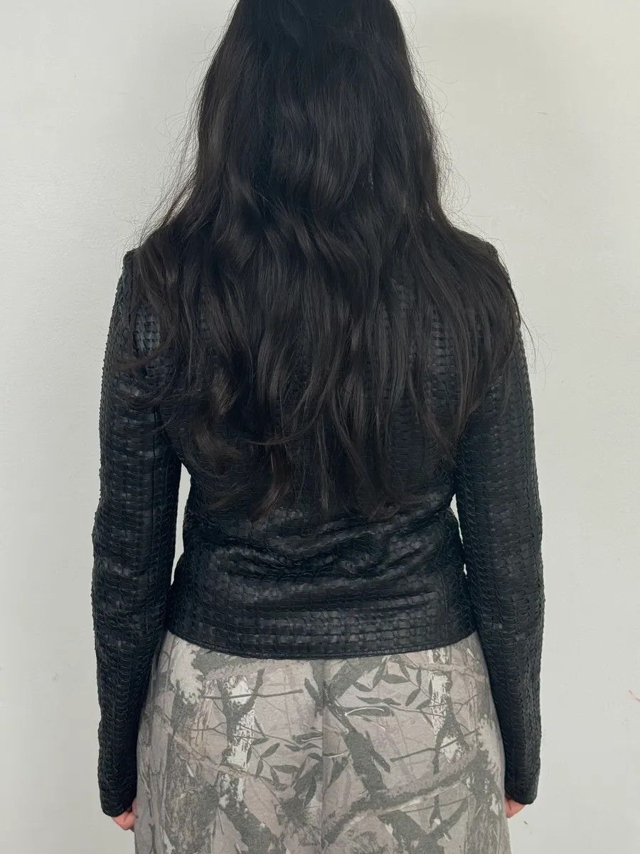 Dolce & Gabbana 2000s Dolce & Gabbana Woven Black Leather Jacket Size US XS / EU 42 / 0 - 3 Thumbnail