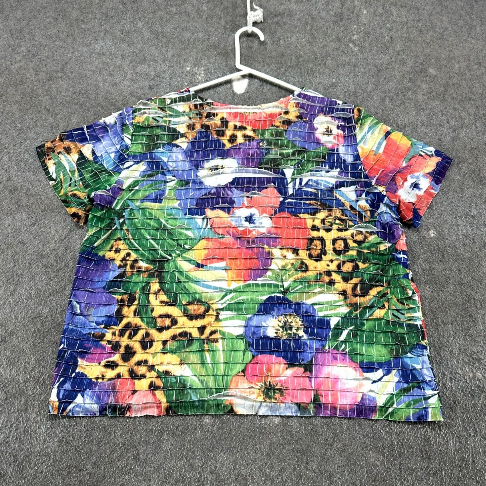 Vintage VINTAGE Alfred Dunner Shirt Womens PL Purple Green Square Neck Ruffle Floral Y2K Size L / US 10 / IT 46 - 3 Thumbnail
