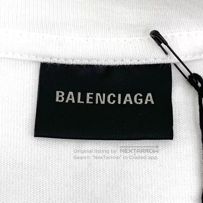 Balenciaga Balenciaga White Logo Letter Printed Cotton Round Neck Sho Size US XS / EU 42 / 0 - 5 Thumbnail