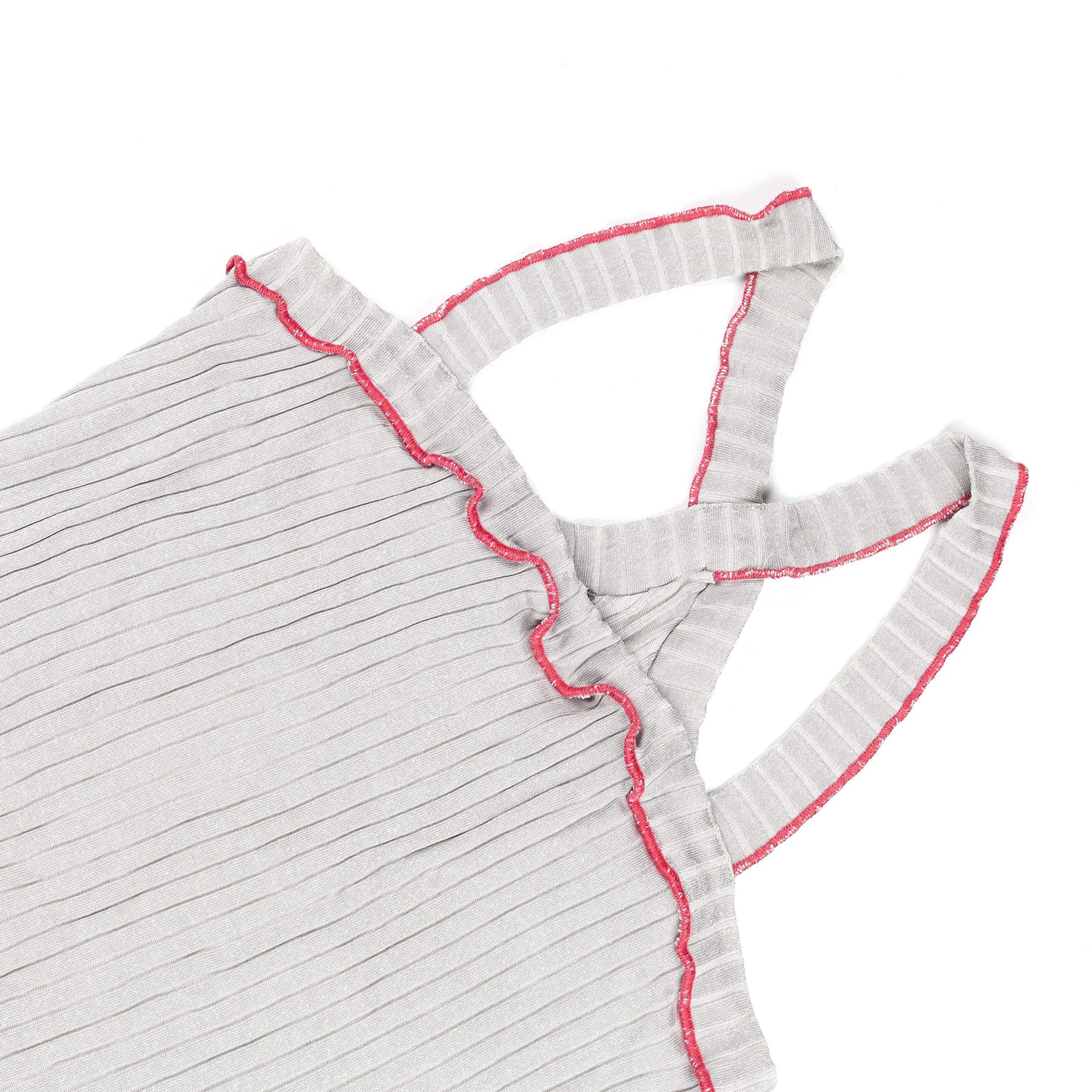 Cop Copine Cop Copine Asymmetrical Grey Ribbed Vintage Top (M) Size M / US 6-8 / IT 42-44 - 3 Thumbnail