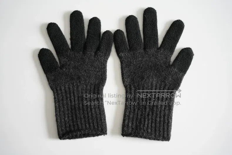 Yohji Yamamoto Yohji Yamamoto Black and Gray Signature Embroidered Gloves Size ONE SIZE - 3 Thumbnail