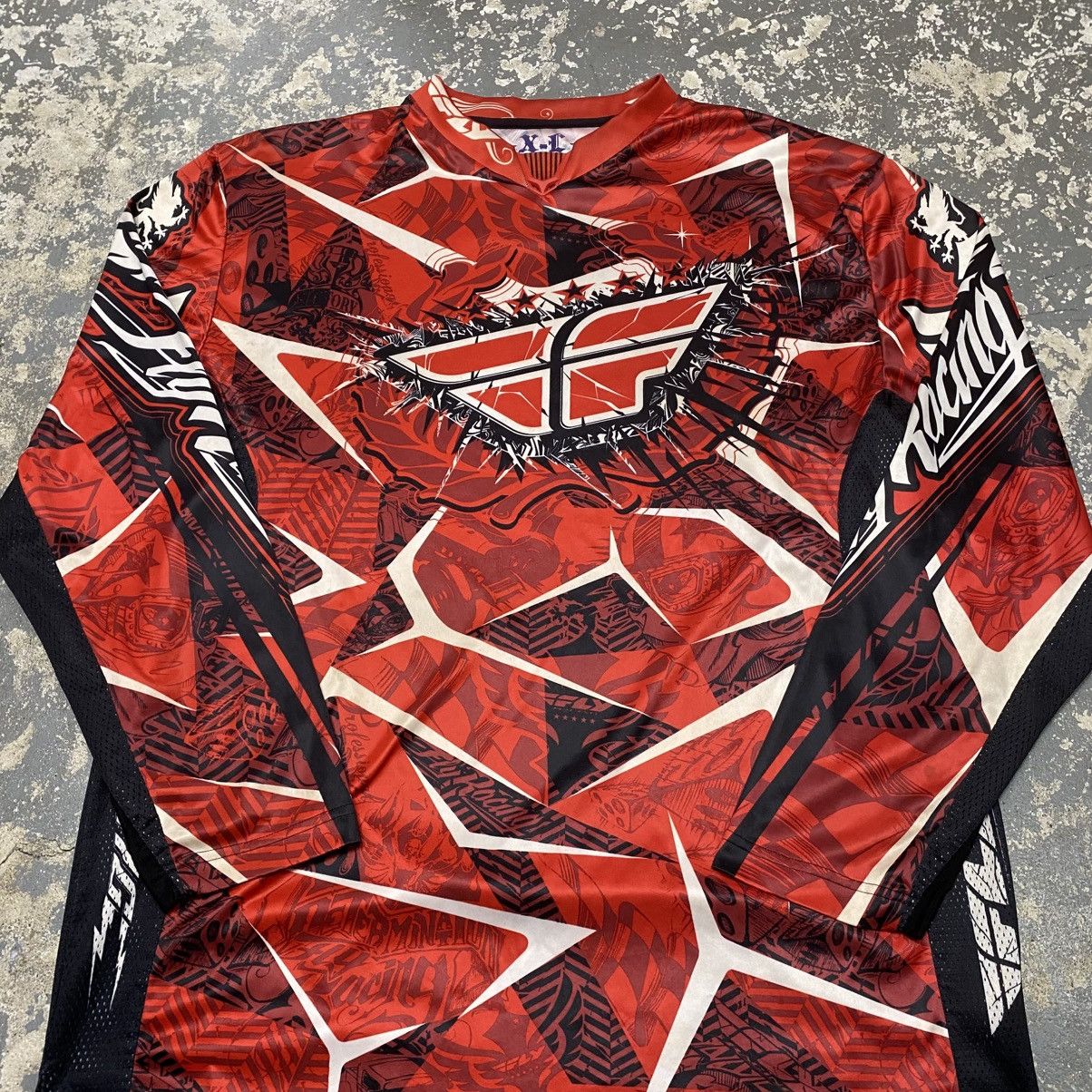 Fox Racing × Vintage Vintage Fly Racing Motor-cross Jersey Long Sleeve Tshirt Size US XL / EU 56 / 4 - 12 Thumbnail
