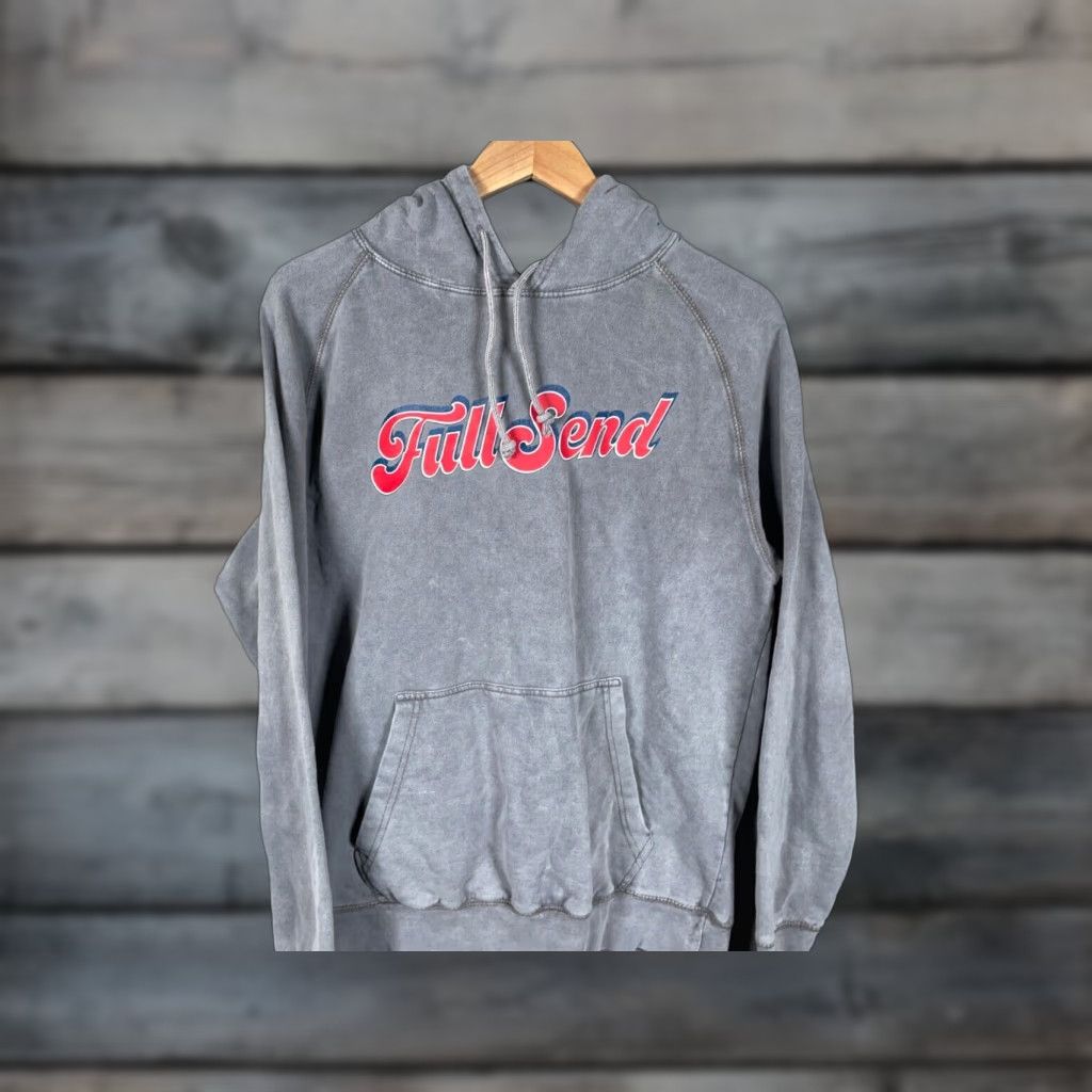 Vintage VINTAGE Full Send Hoodie Shirt Adult Medium Gray Distressed Pumpkin Graphic 90s? Size US M / EU 48-50 / 2 - 1 Thumbnail
