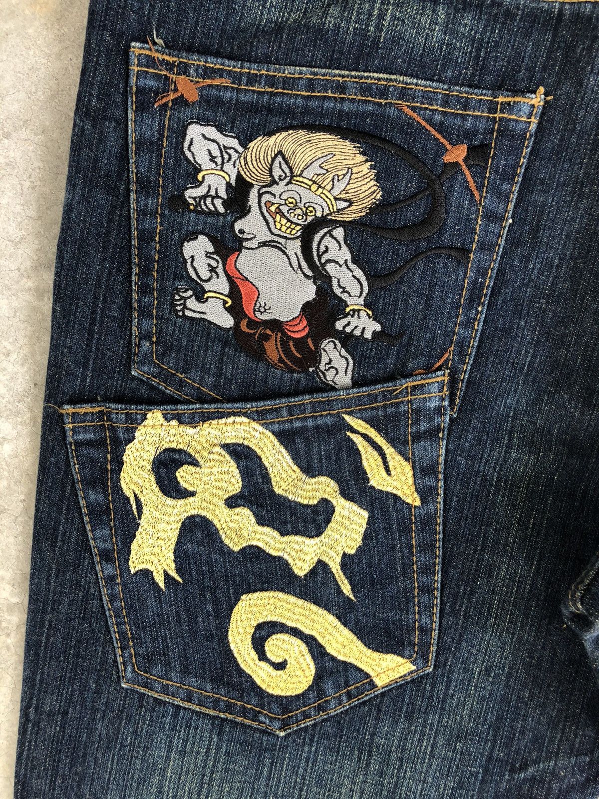 Japanese Brand Japanese Fujin & Raijin Embroidered Jeans Distressed Jeans Size US 36 / EU 52 - 13 Thumbnail
