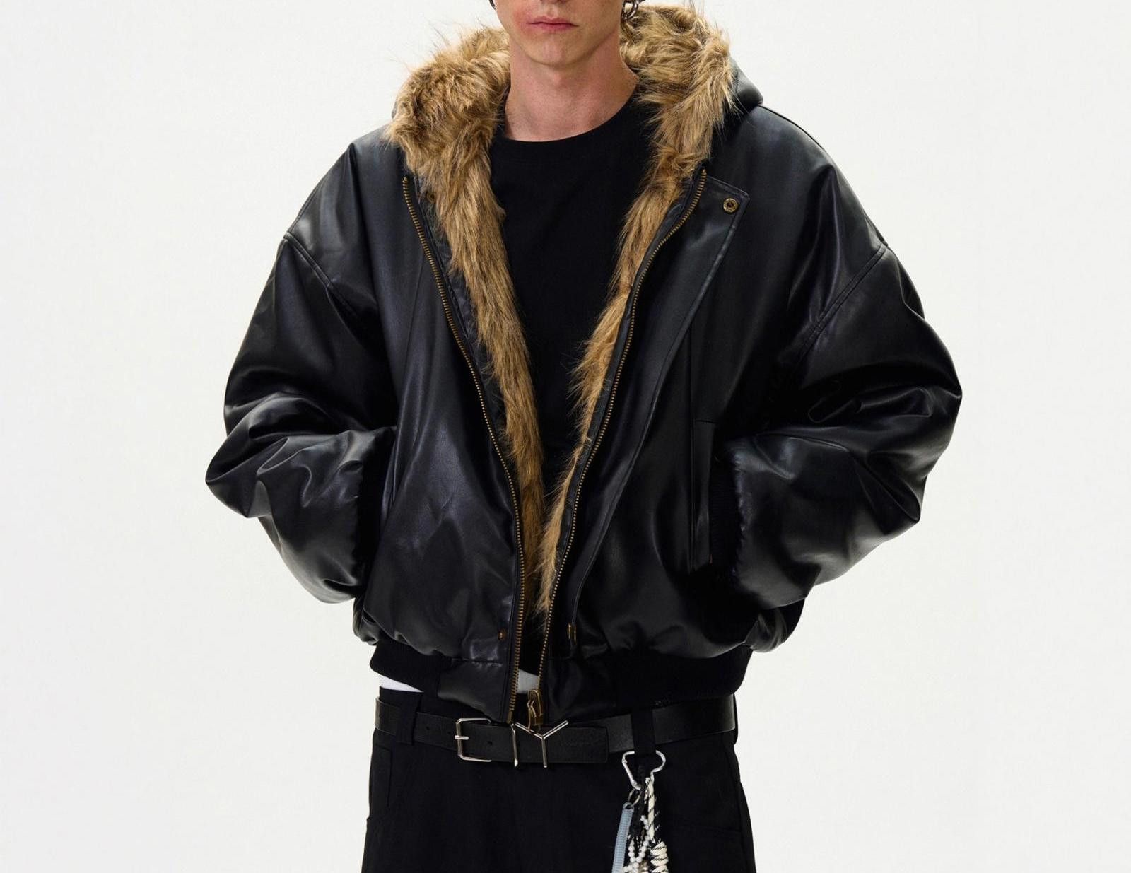 Japanese Brand Reversable Brown Faux / Black Leather Bomber Jacket Size US M / EU 48-50 / 2 - 3 Thumbnail