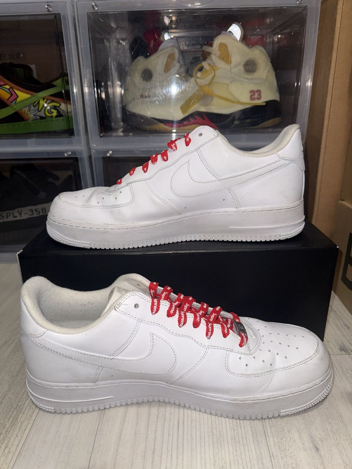 Nike × Supreme Nike Air Force 1 Low Supreme White Size US 12 / EU 45 - 3 Thumbnail