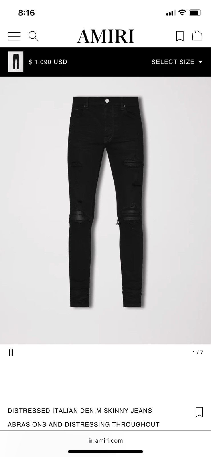 Amiri mx1 jeans black