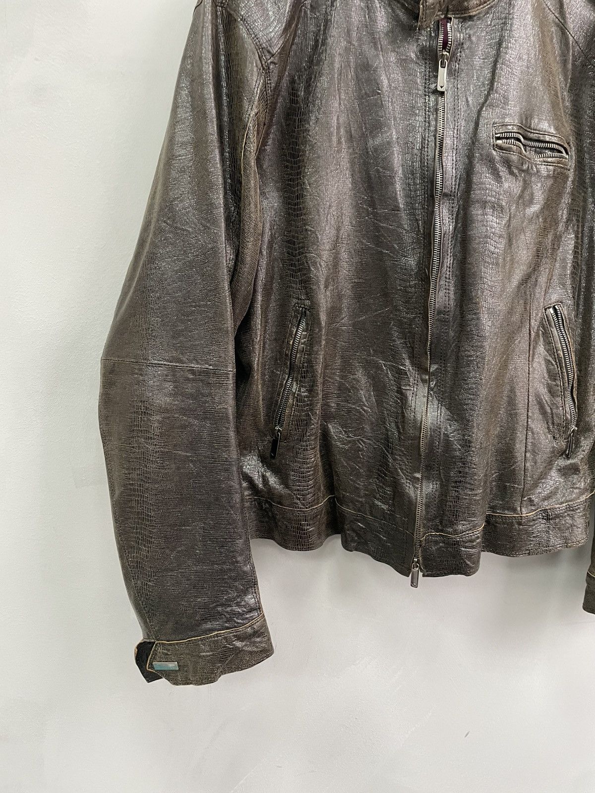 Emporio Armani VINTAGE iguana LEATHER EMPORIO armani AVANT GARDE JACKET 90s Size US L / EU 52-54 / 3 - 2 Thumbnail