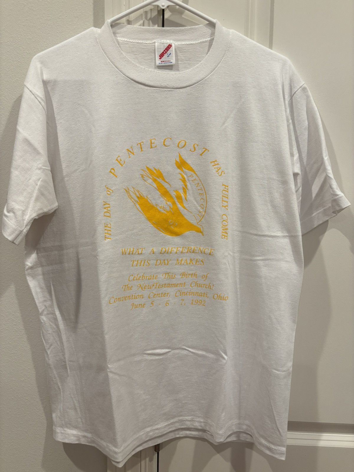 Jerzees Vtg 90’s Jesus Pentecost Dove Tee New Testament Church Sz: L Size US L / EU 52-54 / 3 - 2 Thumbnail