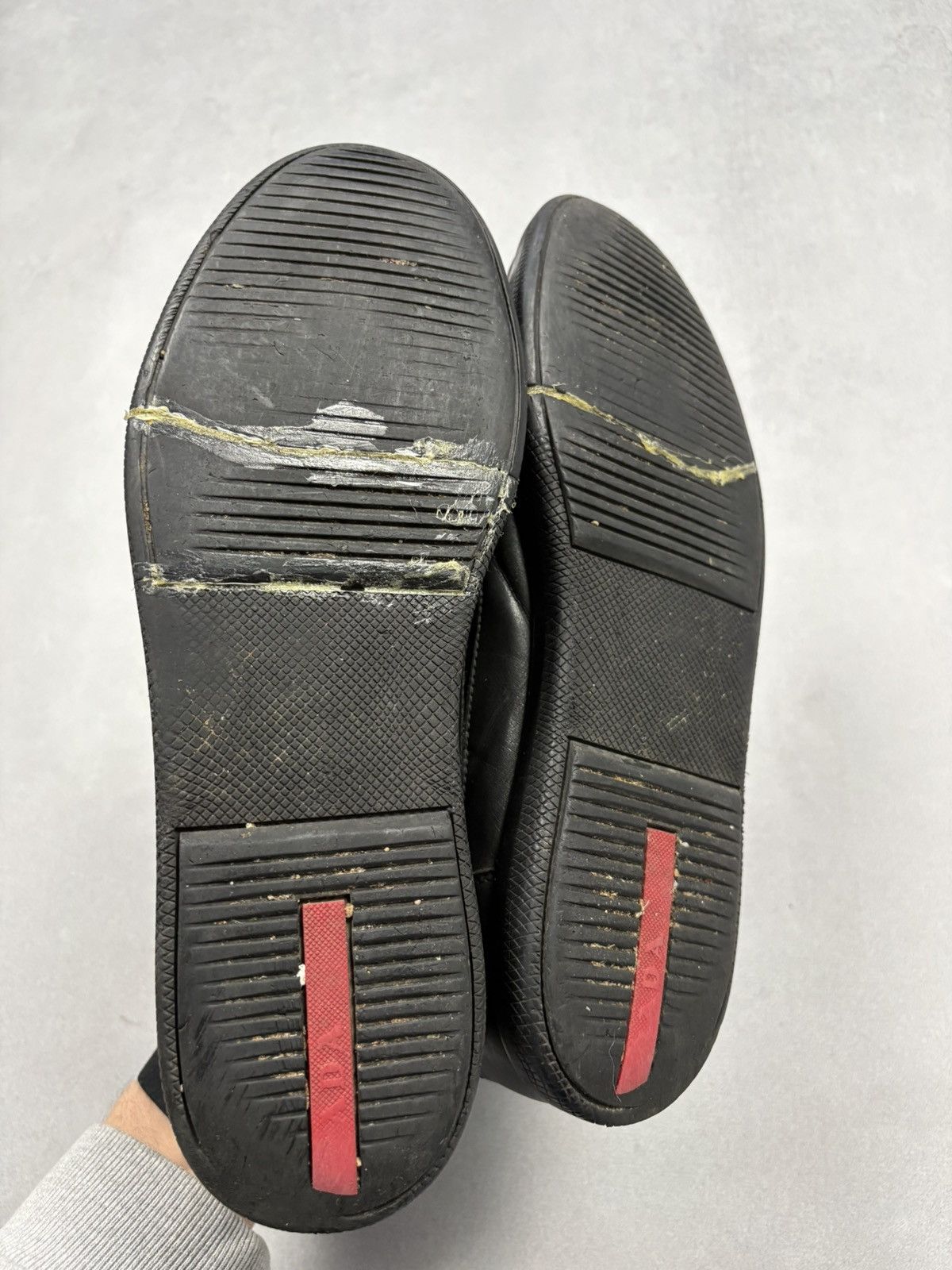 Prada Prada High-Top Sneakers Black Leather Nylon Red Tab US 9 Y2K Size US 9 / EU 42 - 4 Thumbnail
