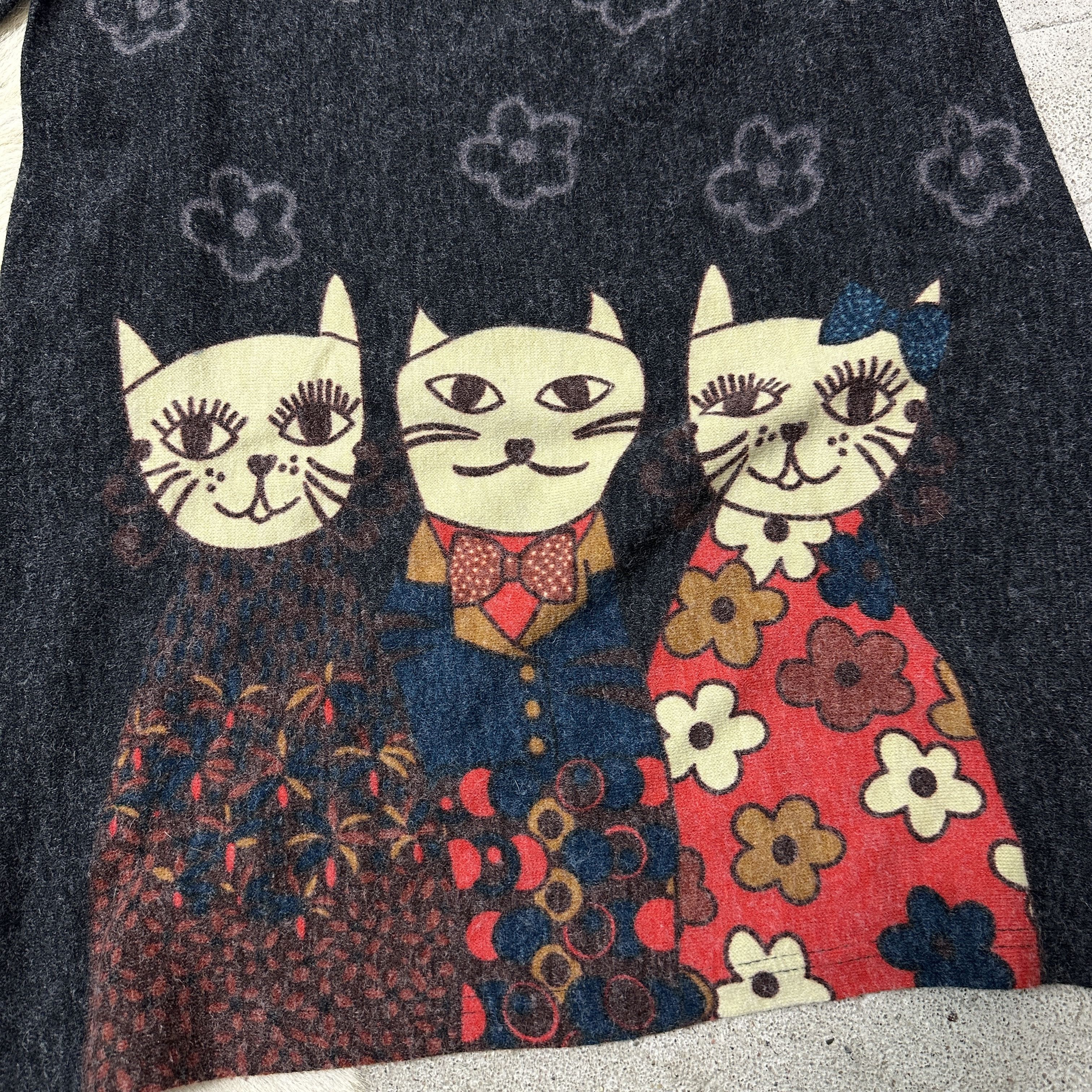 Vintage Vintage Old School Artsy Printed Cats Printed Dress 90s Size S / US 4 / IT 40 - 3 Thumbnail
