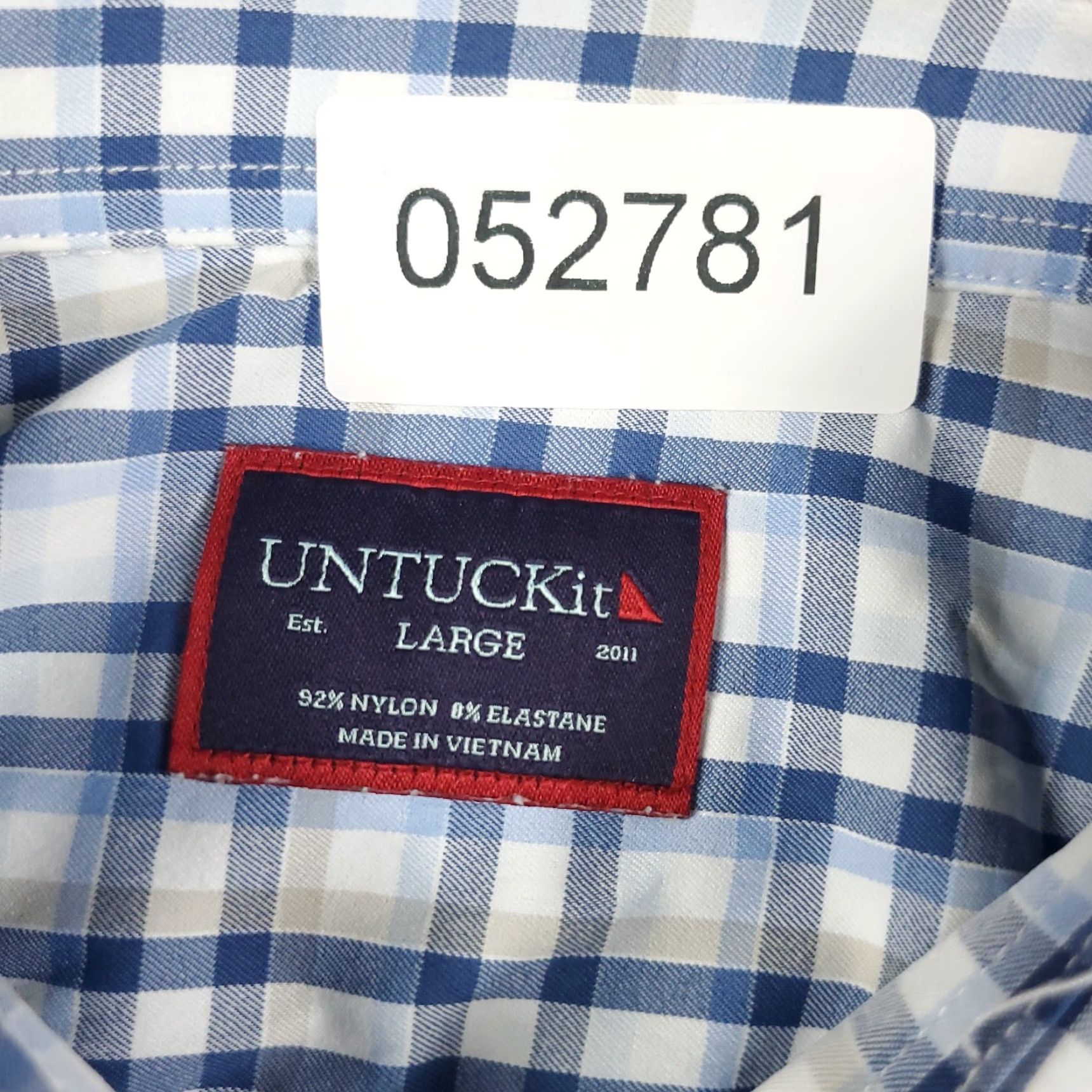UNTUCKit UNTUCKit Shirt Mens L Blue Plaid Nylon Button Up Long Sleeve Casual Formal Business Workwear Size US L / EU 52-54 / 3 - 6 Thumbnail