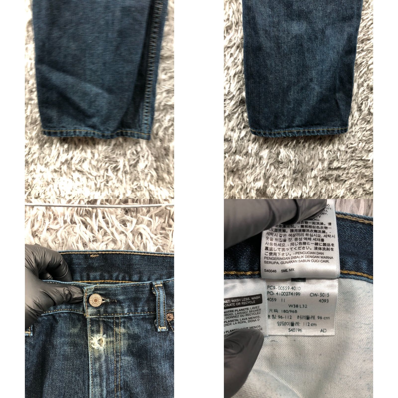 Levi's Levi's 559 Jeans Mid Rise Dark Wash Blue 38x32 Mens Regular Straight Denim Cotton Blend 5-Pocket Belt Loops Blue Size US 38 / EU 54 - 8 Thumbnail