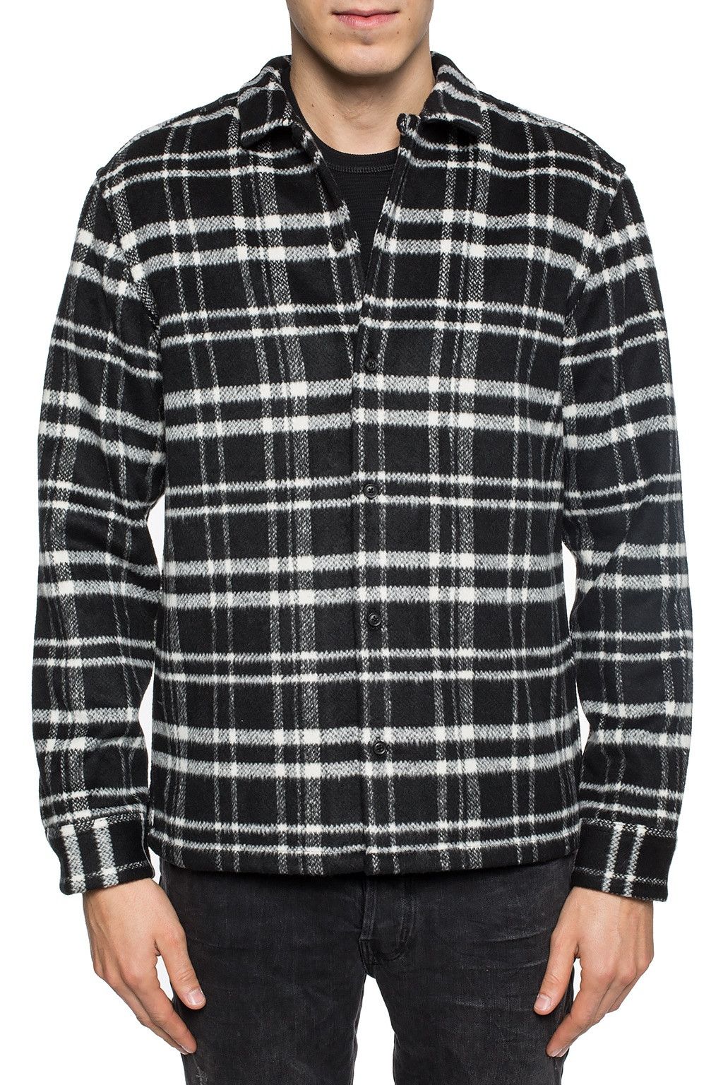 image of Allsaints x Hype All Saints Luxury Wool Racine Long Sleeve Heavy Shirt in Black, Men's (Size 2XL)