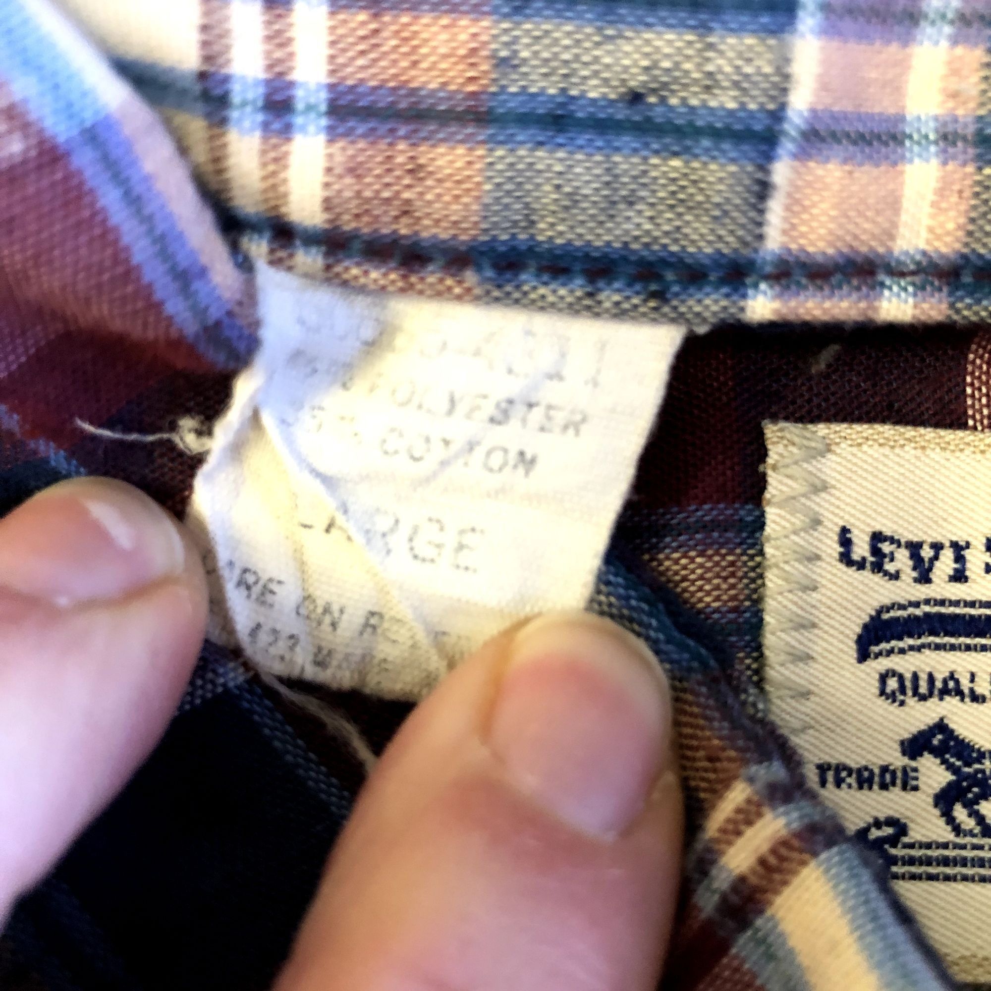 Levi's Vintage 60's Levis Men's MoD Maroon Blue SHADOW PLAID Flecke Size US L / EU 52-54 / 3 - 5 Thumbnail