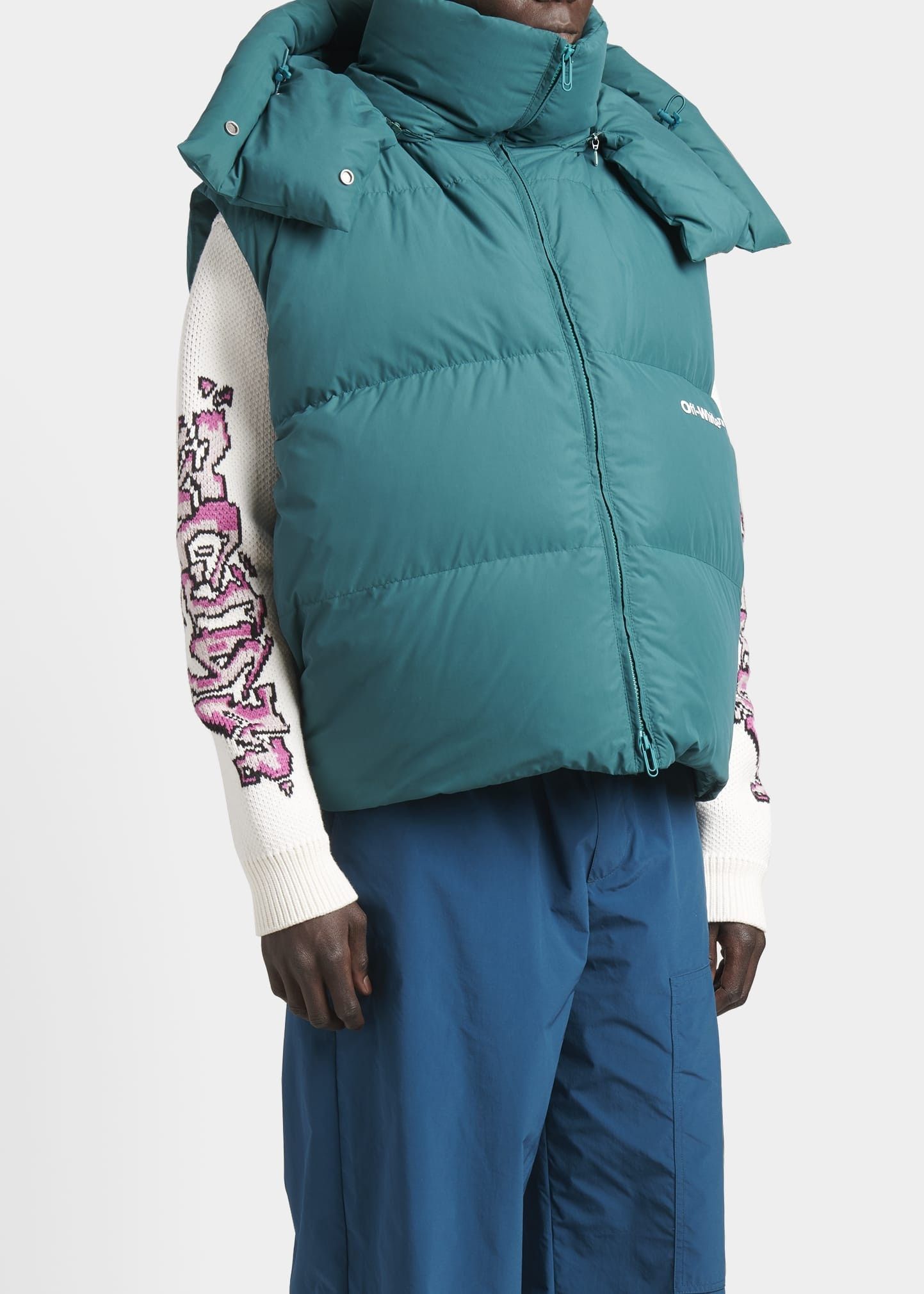 Off-White o1y0225 Logo Shell Hooded Vest in Emerald Green Size US M / EU 48-50 / 2 - 3 Thumbnail