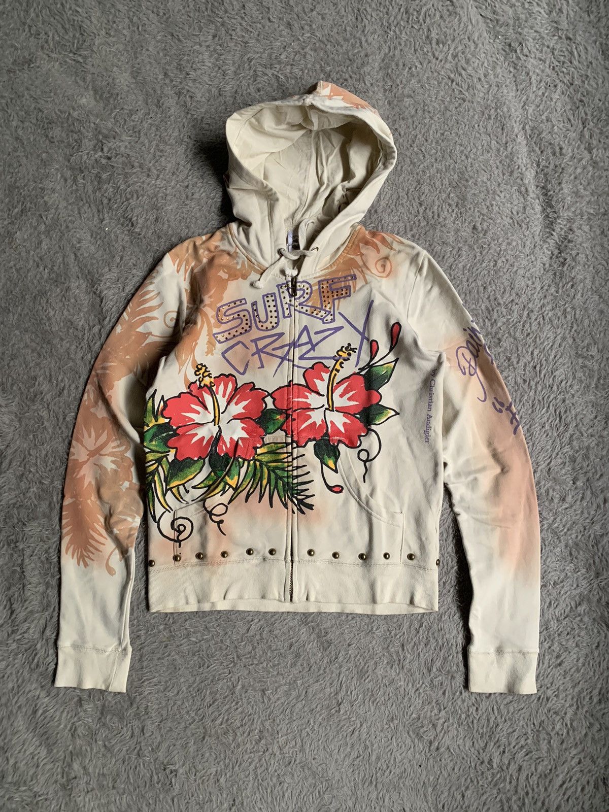 Ed Hardy Y2k Ed hardy by Christian Audigier Surf Crazy Zip Hoodie Size L / US 10 / IT 46 - 1 Thumbnail
