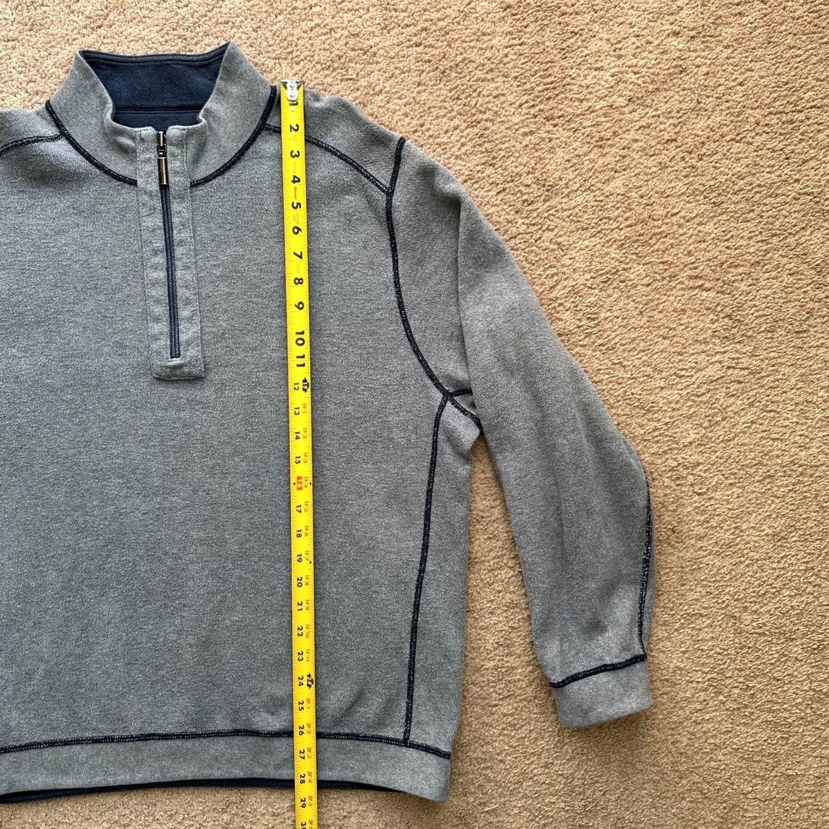 Tommy Bahama Tommy Bahama Sweater Mens Large 1/4 Zip Mock Neck Reversible Grey Blue Size US L / EU 52-54 / 3 - 7 Thumbnail