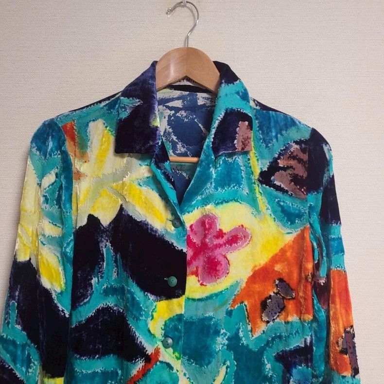 Issey Miyake Issey Miyake Blue silk blended floral cardigan Size M / US 6-8 / IT 42-44 - 3 Thumbnail