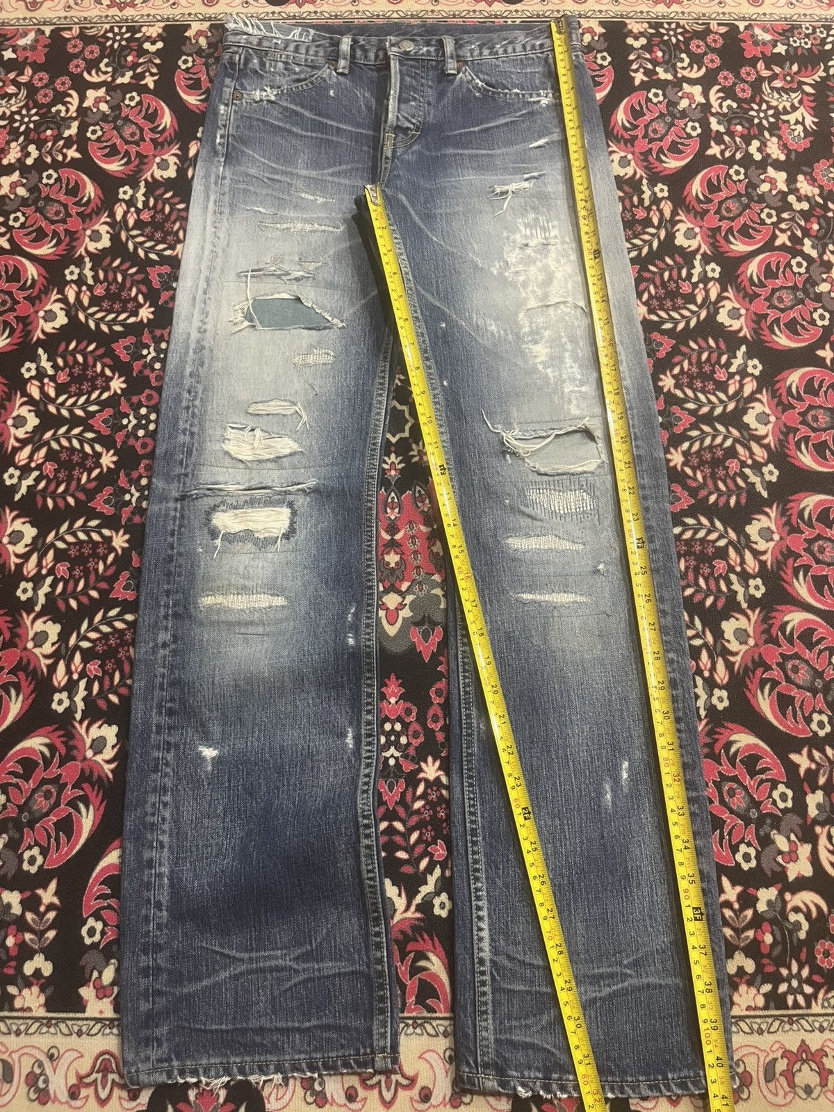 Undercover Vintage Japan Macphee Grunge Sashiko Destroy Blue Jeans Size US 30 / EU 46 - 12 Thumbnail