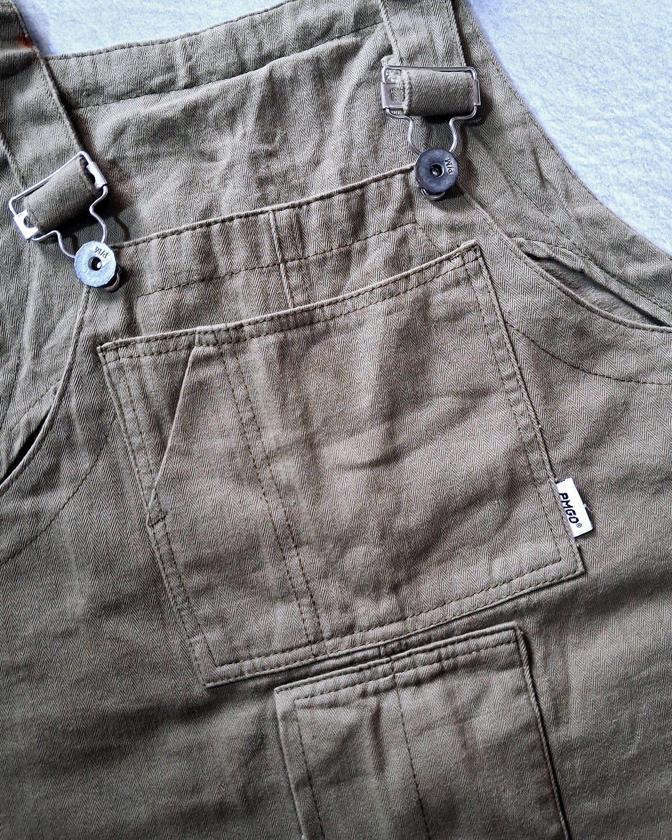Japanese Brand PMGO HERRINGBONE TWILL HBT OLIVE GREEN DECK OVERALL Size US 43 - 7 Thumbnail